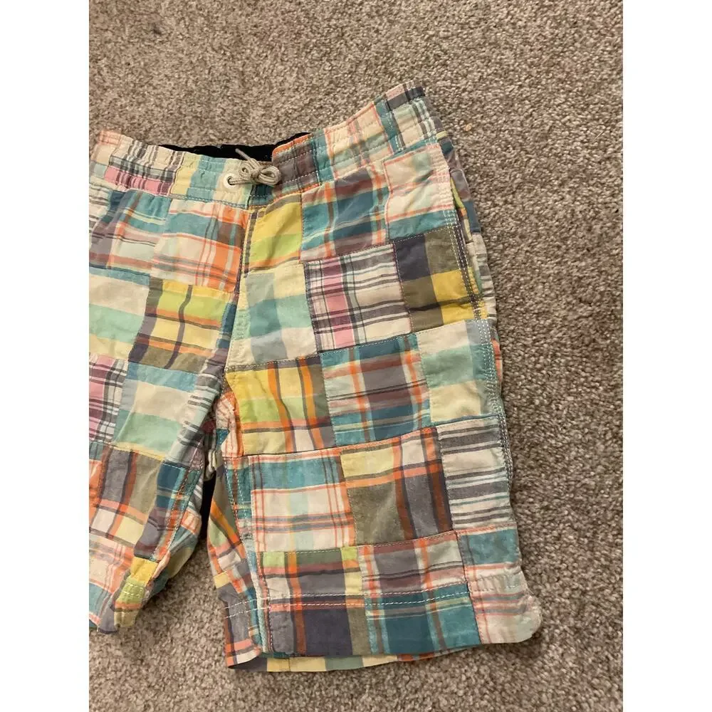 GAP Kids Boys Patchwork Plaid Board Shorts Swim Trunks Madras Multicolor, S